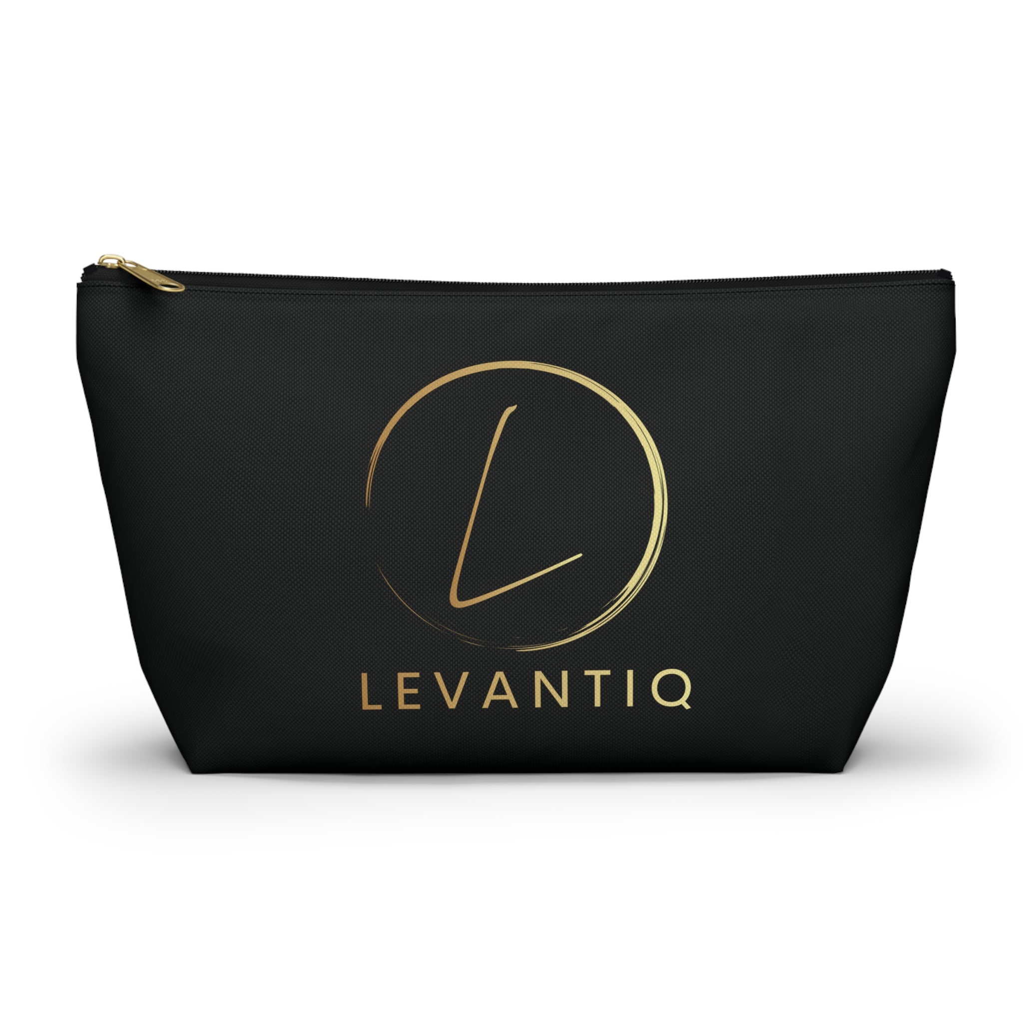 Luxury Black Accessory Pouch — Cosmetic & Travel T-Bottom Bag