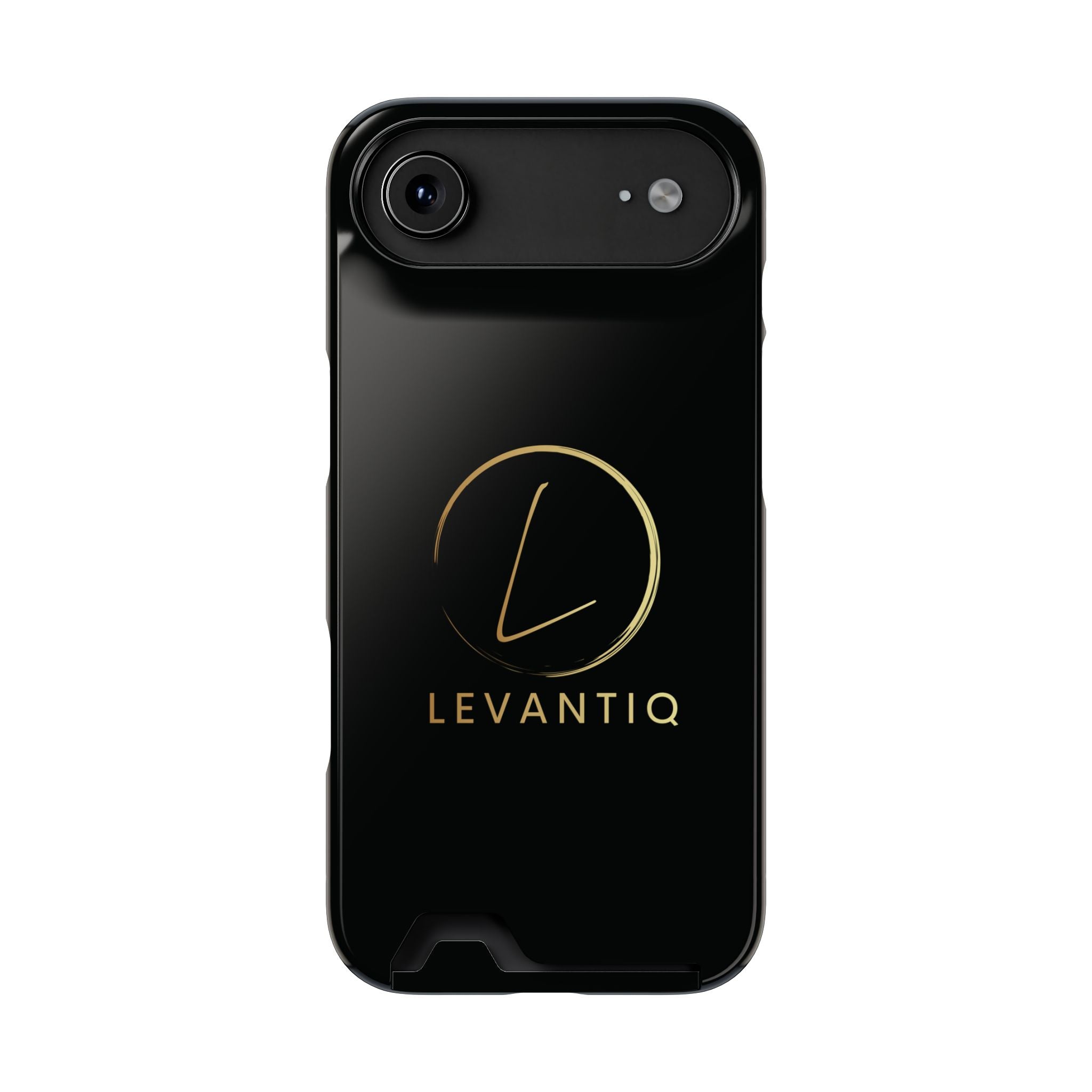 Étui de téléphone avec porte-cartes — Étui portefeuille fin noir élégant avec logo