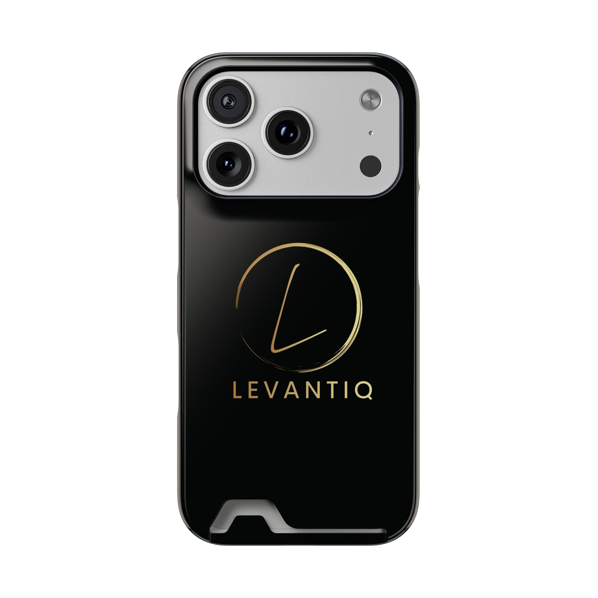 Étui de téléphone avec porte-cartes — Étui portefeuille fin noir élégant avec logo