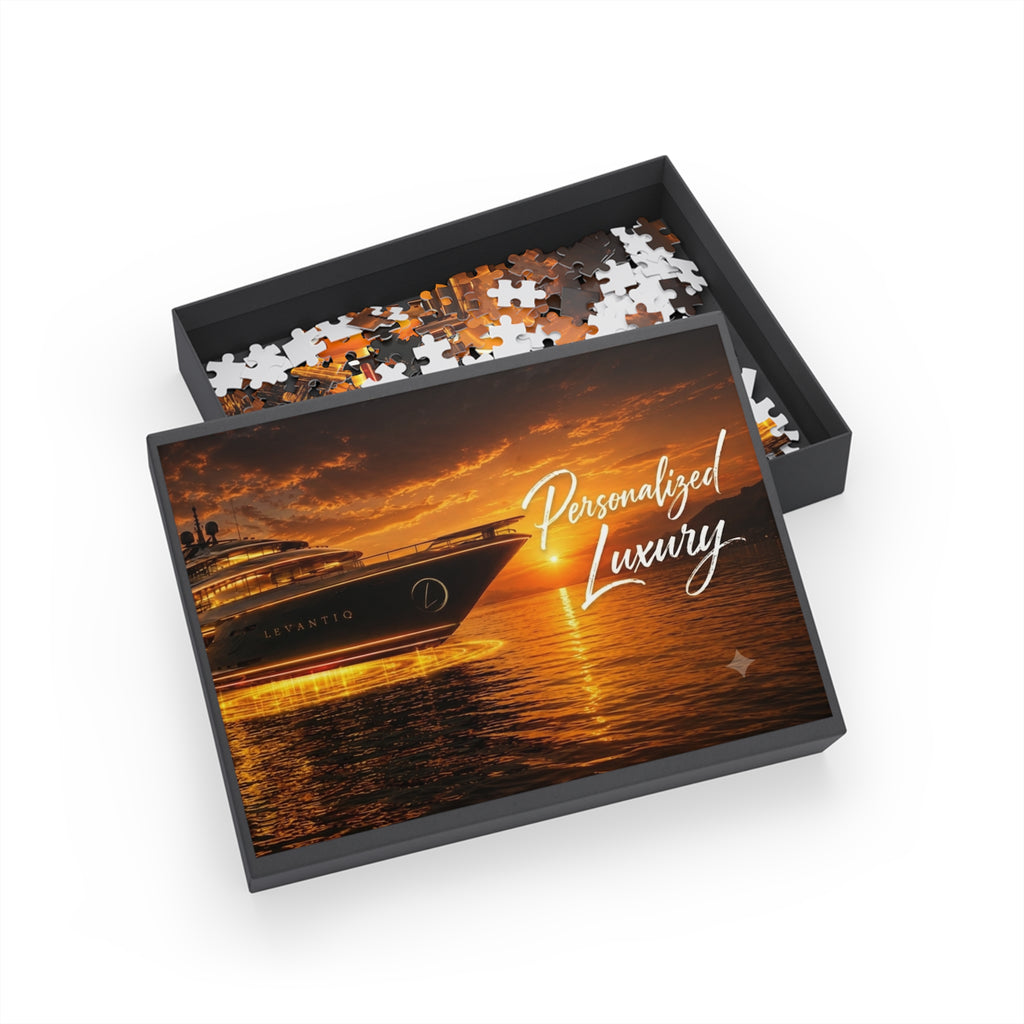 Luxury Yacht Sunset Puzzle — Personalized "Personalized Luxury" Sea Jigsaw (96–1000 pcs)