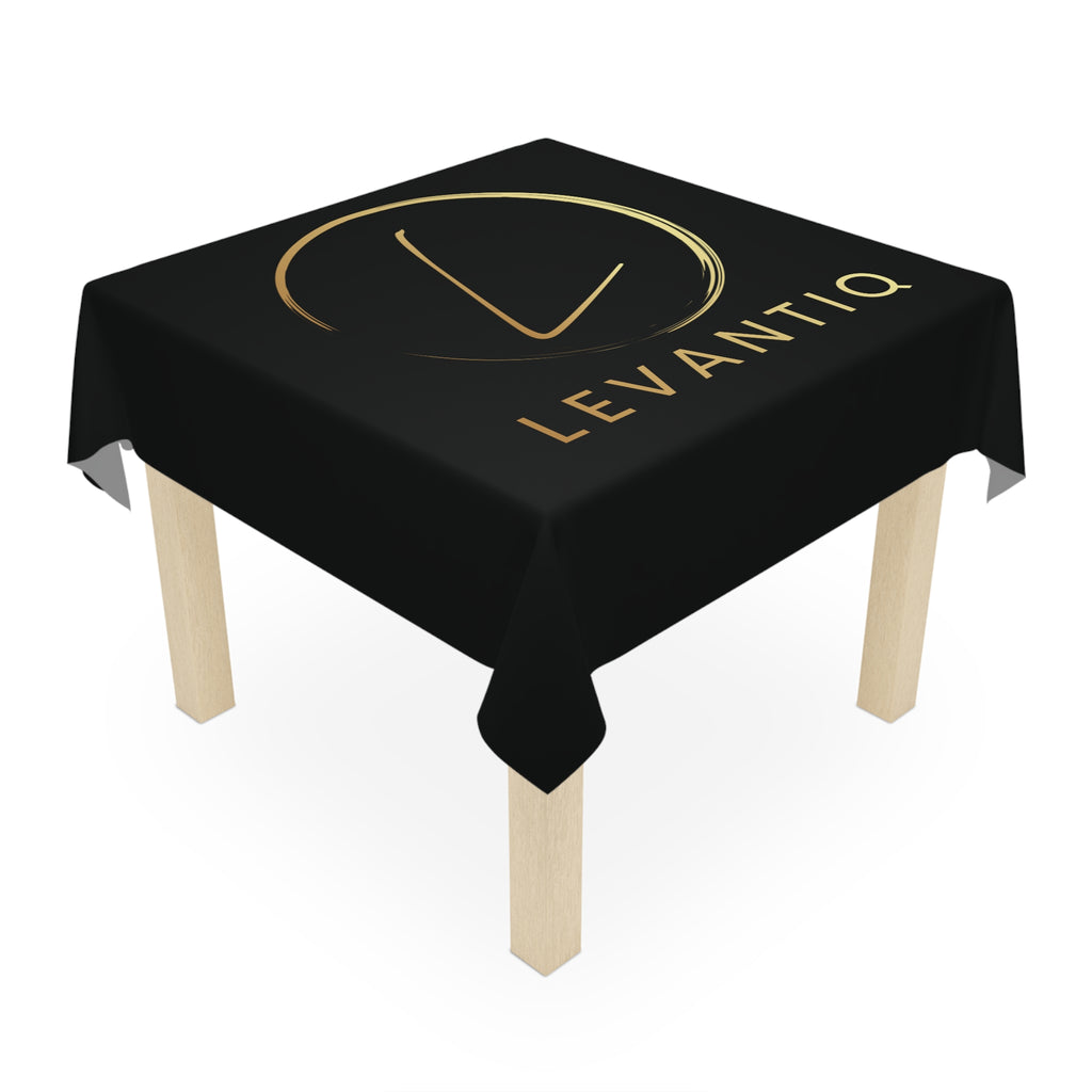 Tablecloth — Elegant Black & Gold Levantiq Logo Tablecloth for Events, Trade Shows, and Home Decor