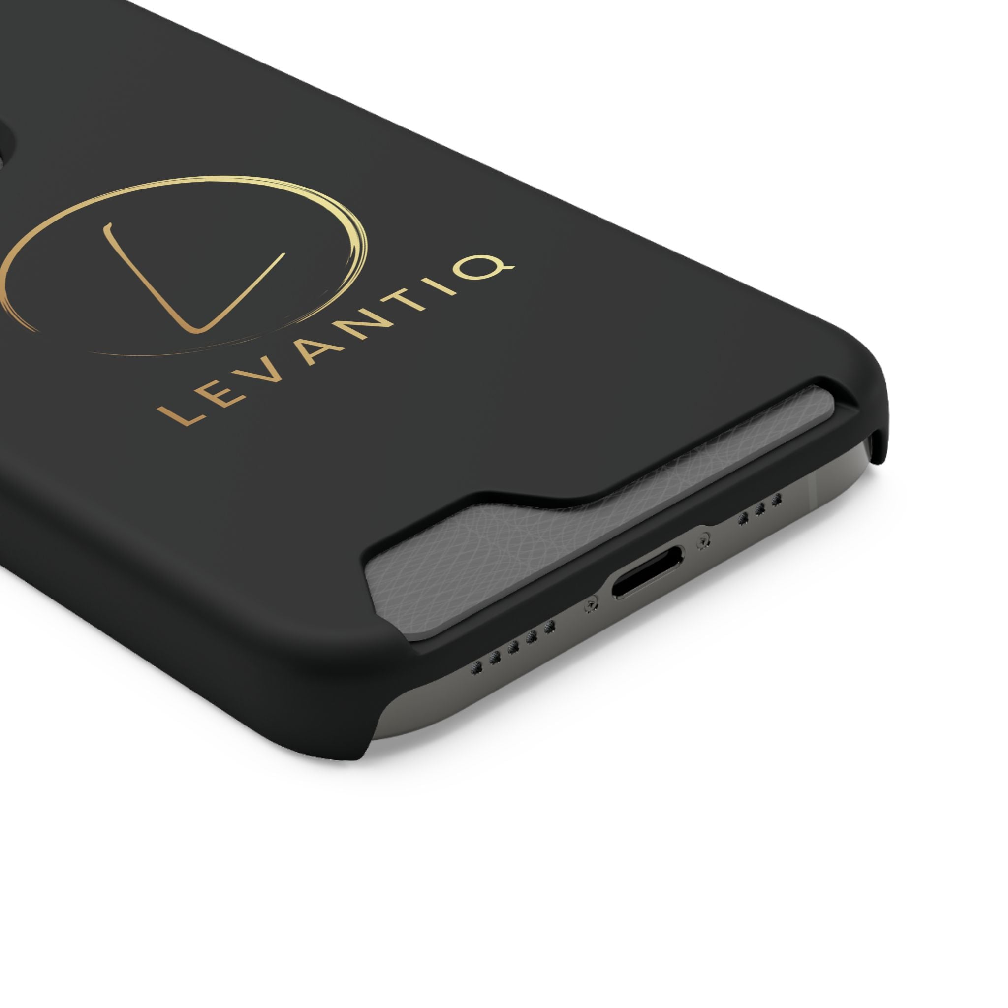 Phone Case with Card Holder — Sleek Black Logo Slim Wallet Case