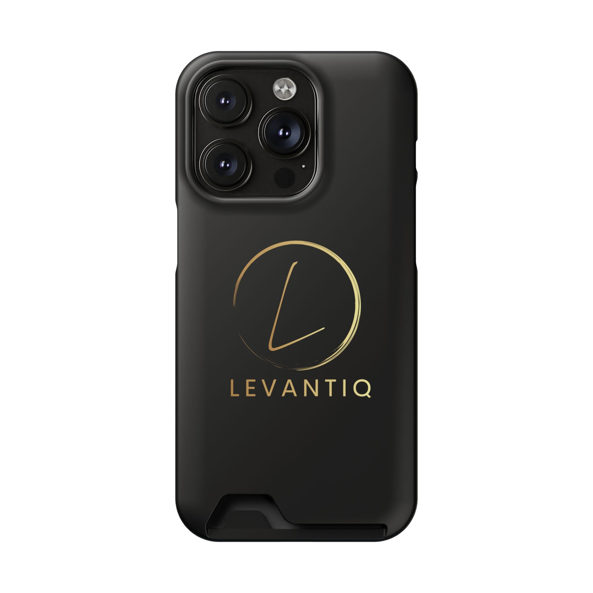 Étui de téléphone avec porte-cartes — Étui portefeuille fin noir élégant avec logo