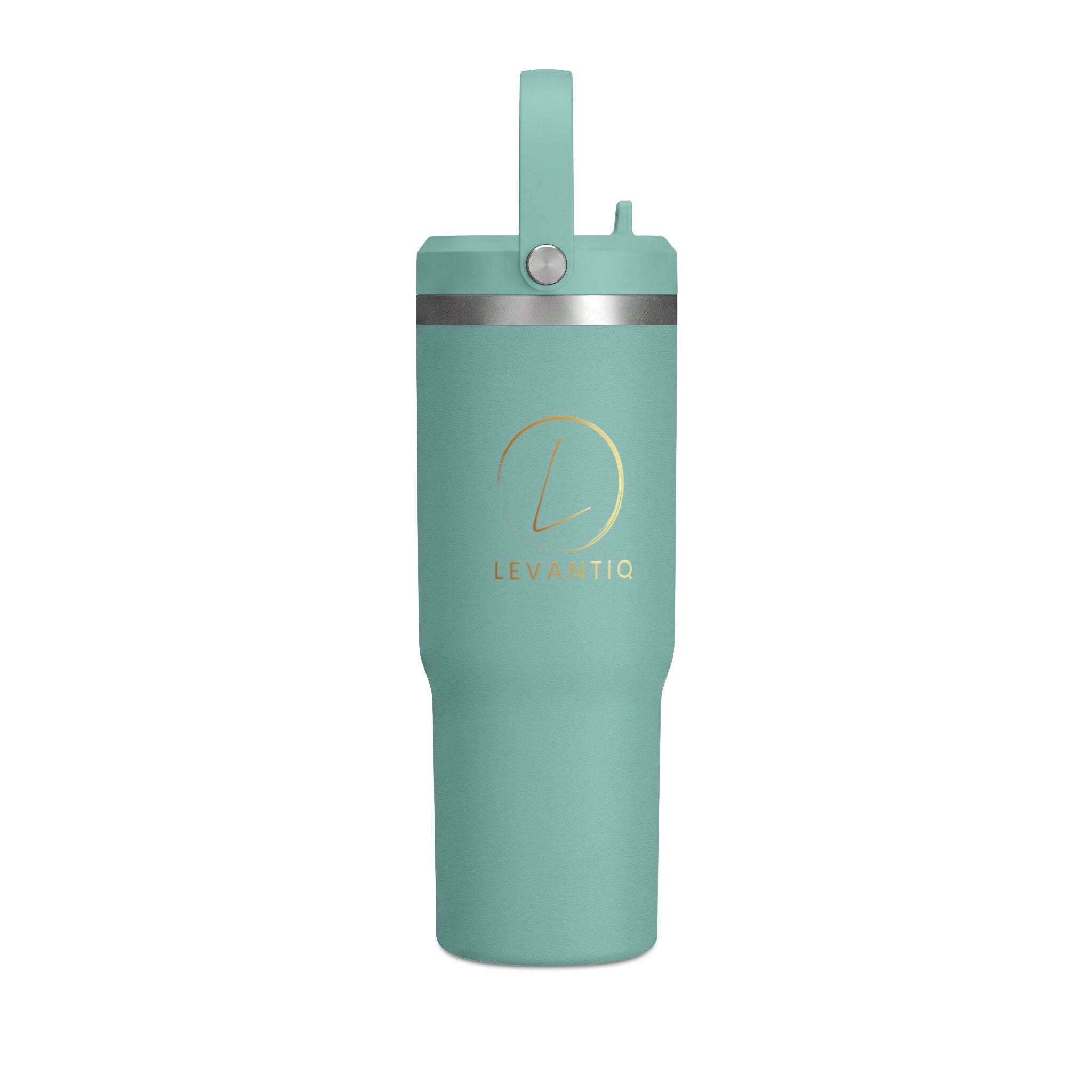 Gobelet isotherme Nomad 946 ml — Bouteille de voyage noire mate avec logo LevantiQ doré
