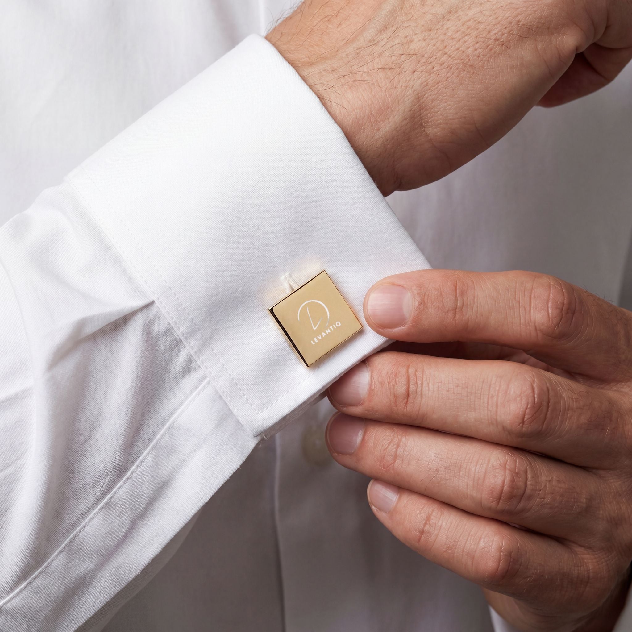 Gold Square Cufflinks — Minimal Mens Formal Shirt Accessories