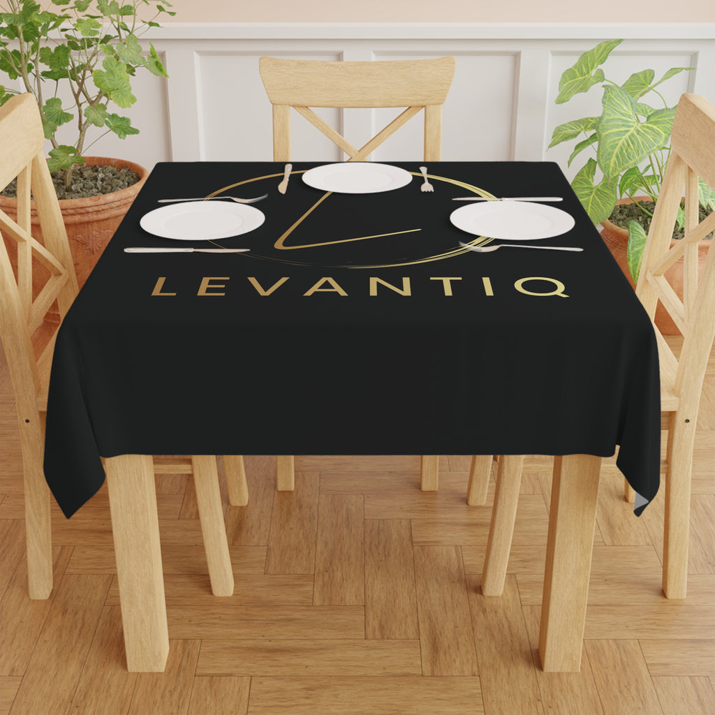Tablecloth — Elegant Black & Gold Levantiq Logo Tablecloth for Events, Trade Shows, and Home Decor
