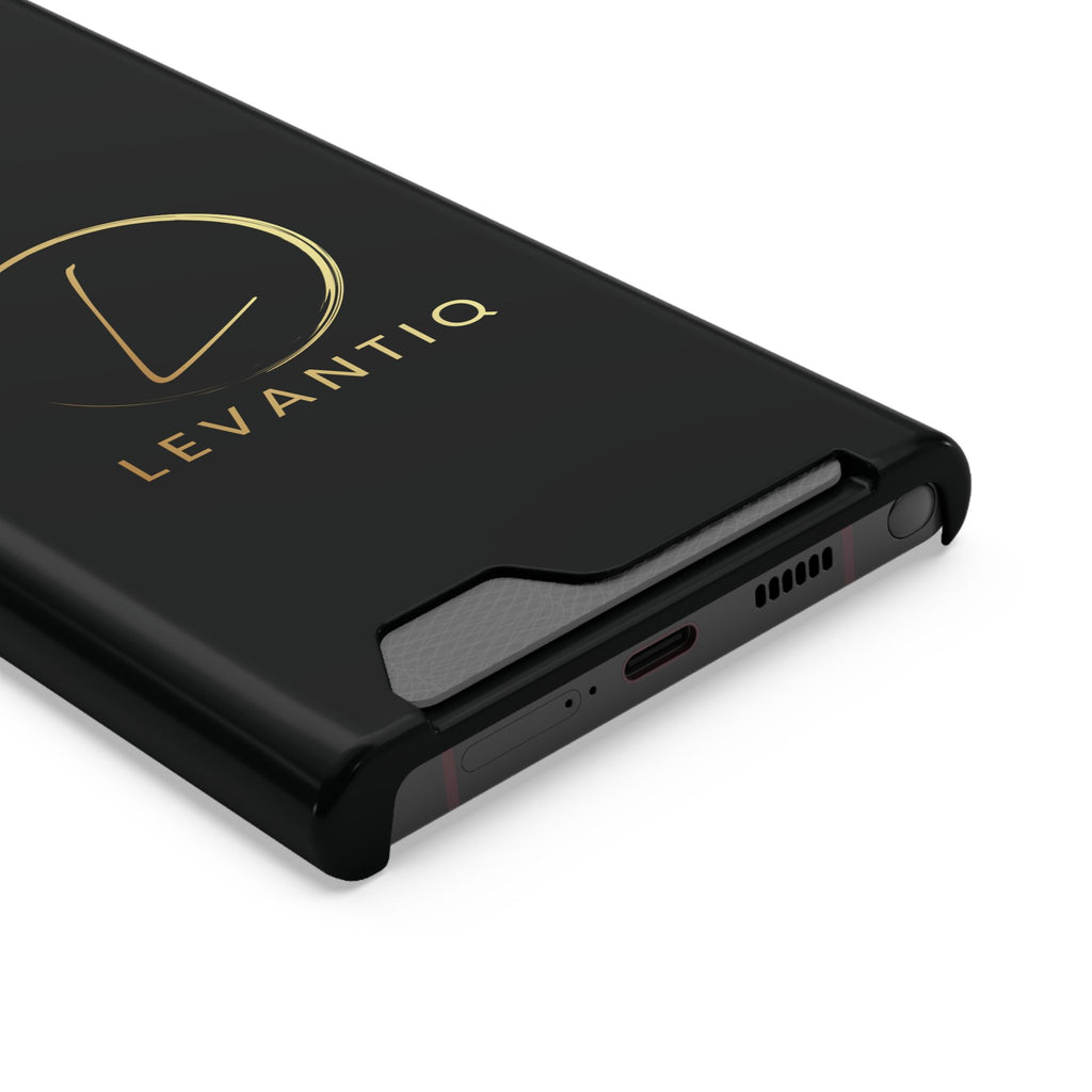 Phone Case with Card Holder — Sleek Black Logo Slim Wallet Case