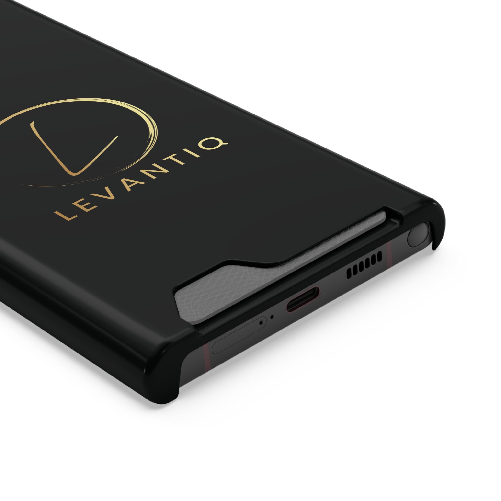 Phone Case with Card Holder — Sleek Black Logo Slim Wallet Case