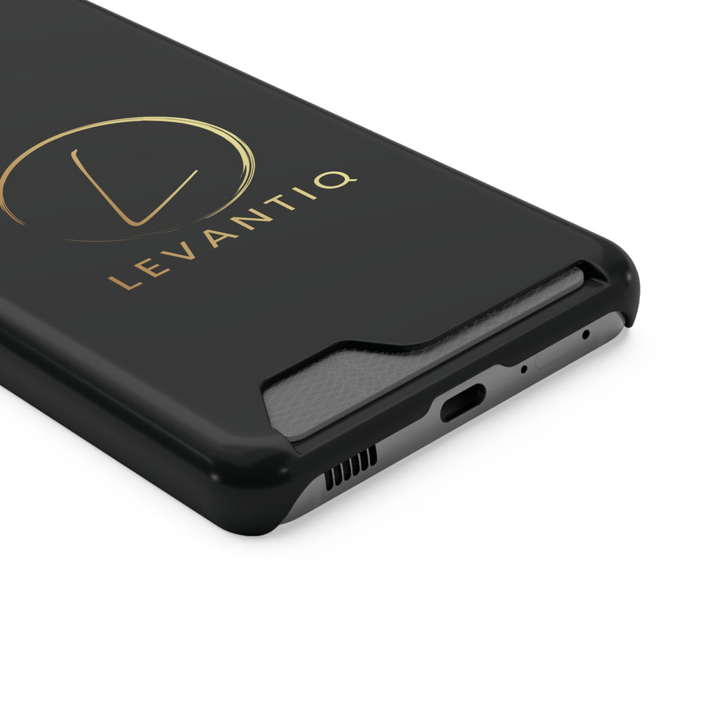Phone Case with Card Holder — Sleek Black Logo Slim Wallet Case