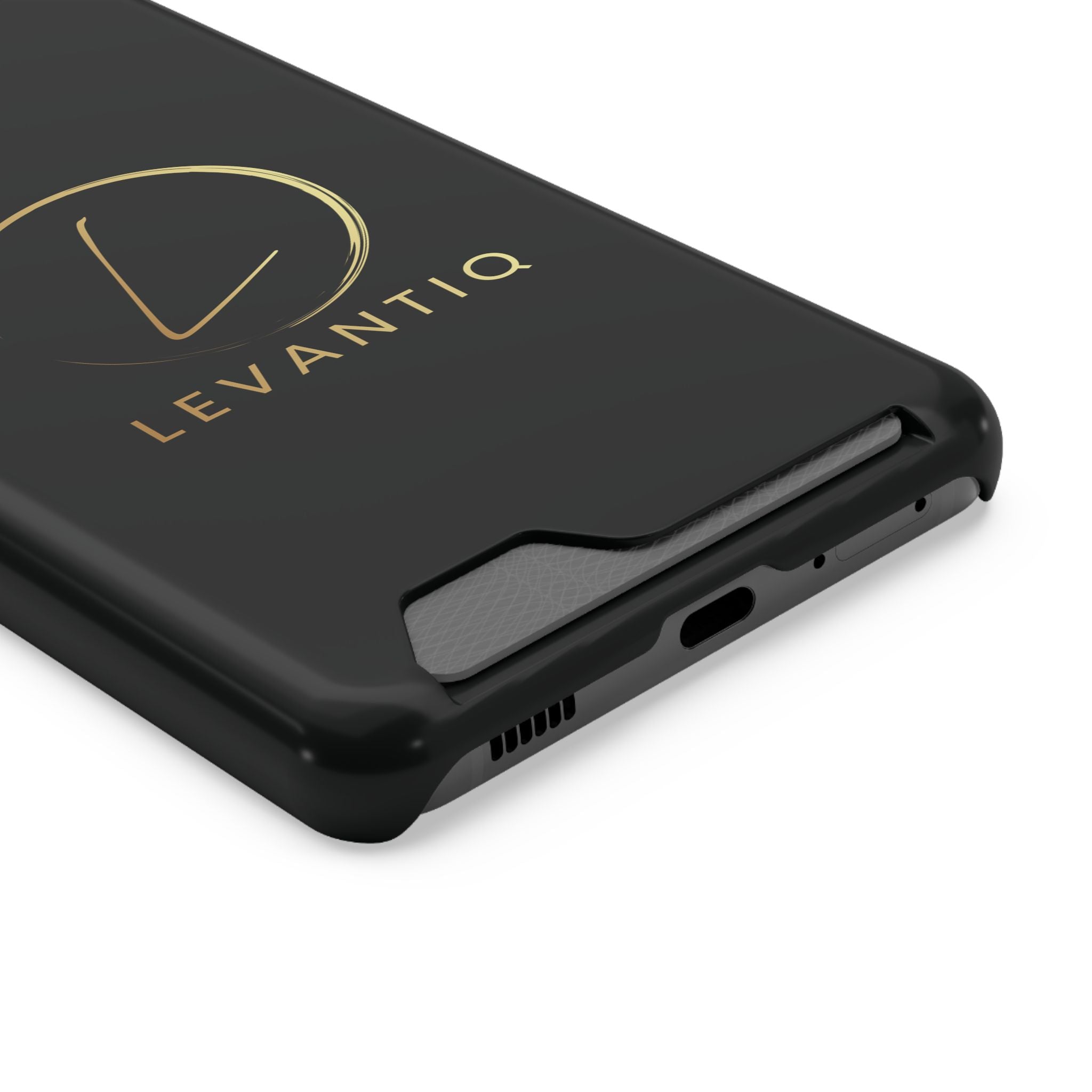 Phone Case with Card Holder — Sleek Black Logo Slim Wallet Case