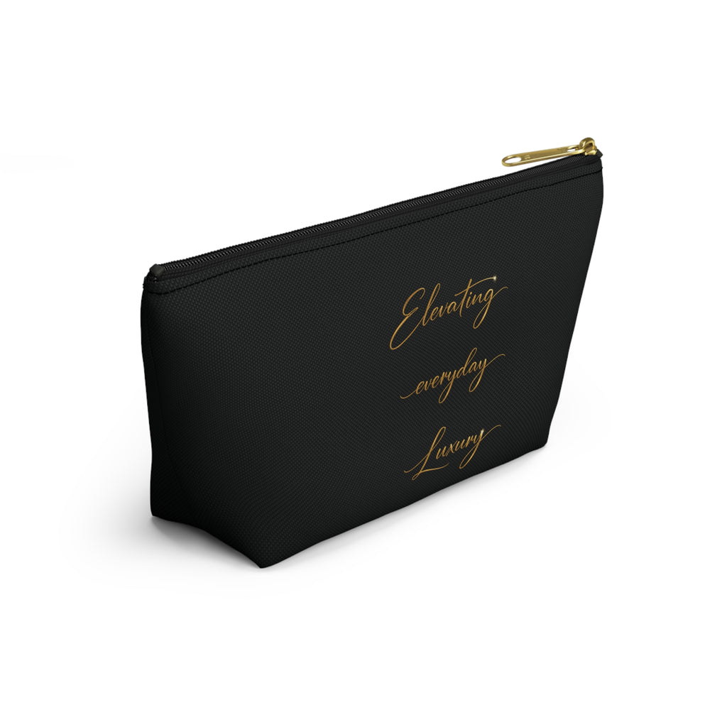 Luxury Black Accessory Pouch — Cosmetic & Travel T-Bottom Bag
