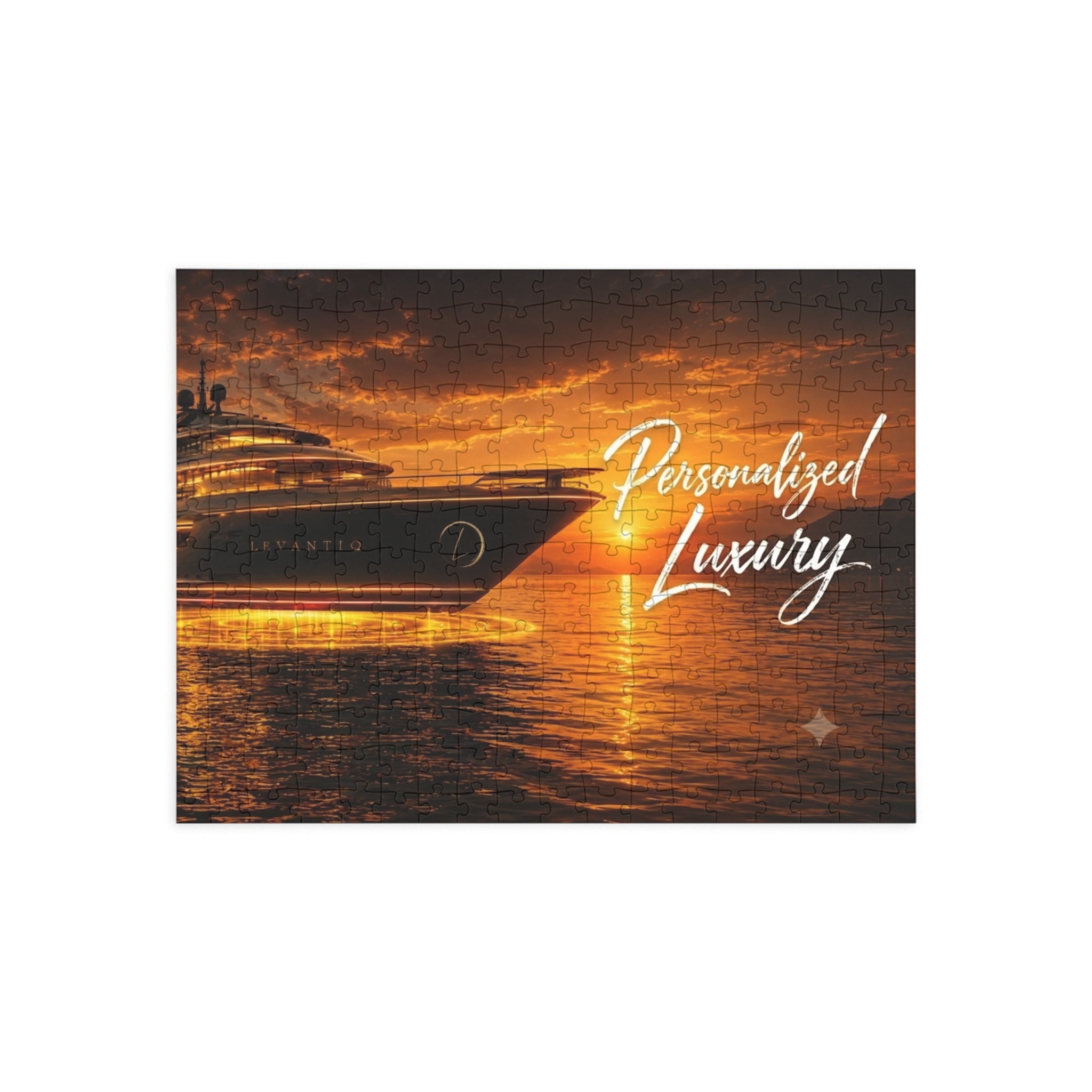 Luxury Yacht Sunset Puzzle — Personalized "Personalized Luxury" Sea Jigsaw (96–1000 pcs)