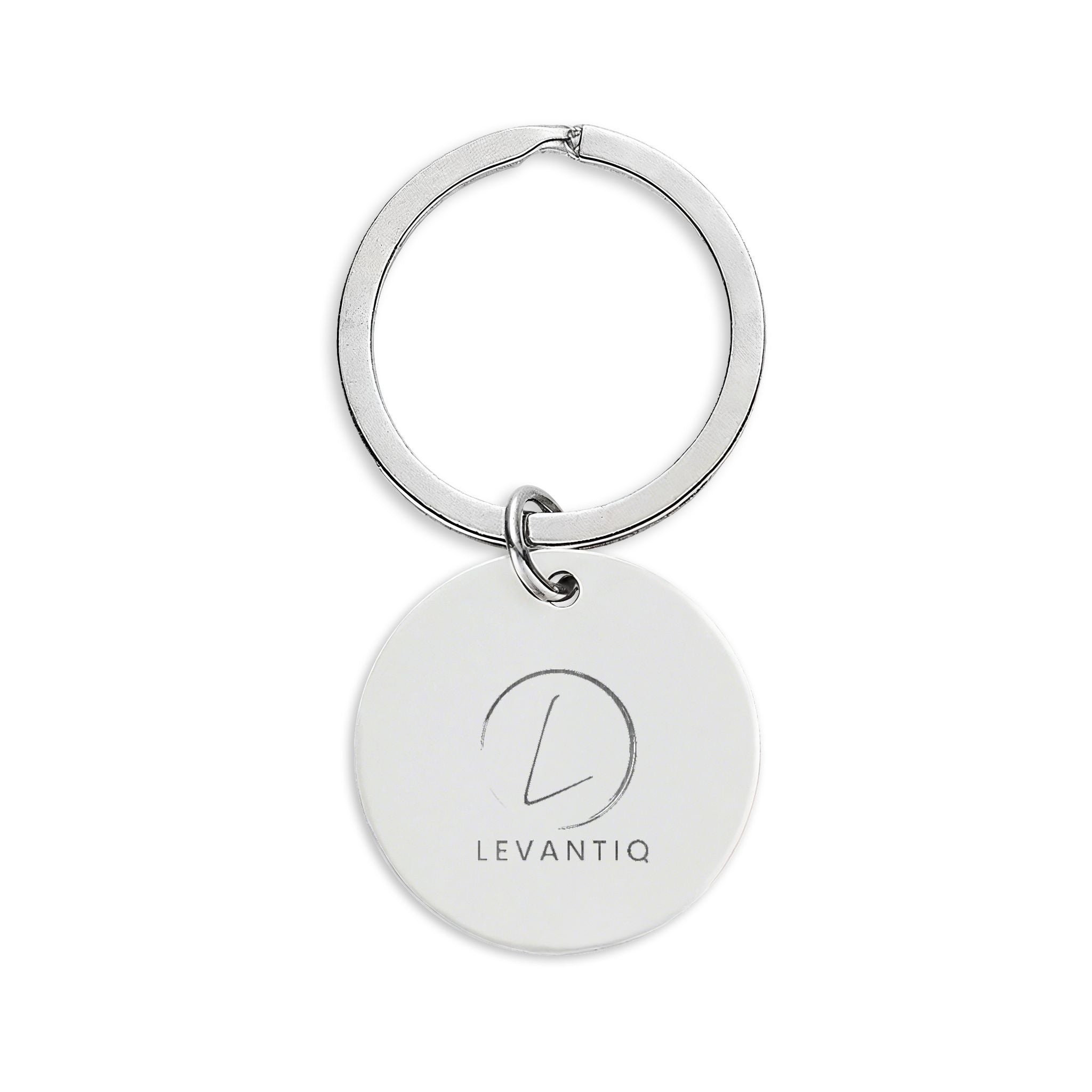 Engravable Stainless Steel Round Keychain — Personalized Initial & Message