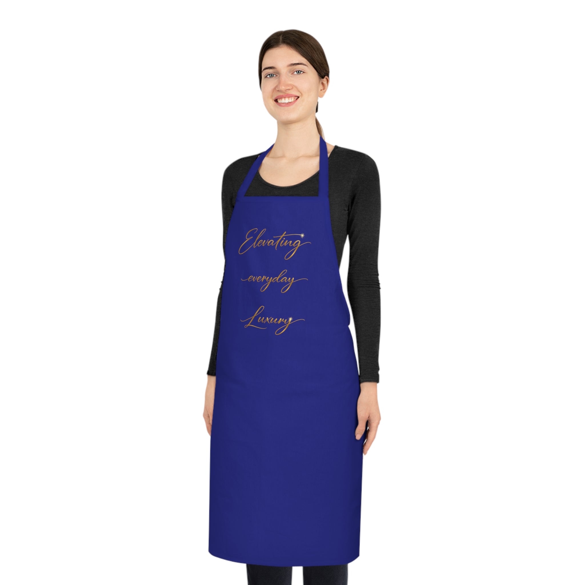 Embracing Everyday Luxury Apron — Black Cotton Chef Apron with Gold Script