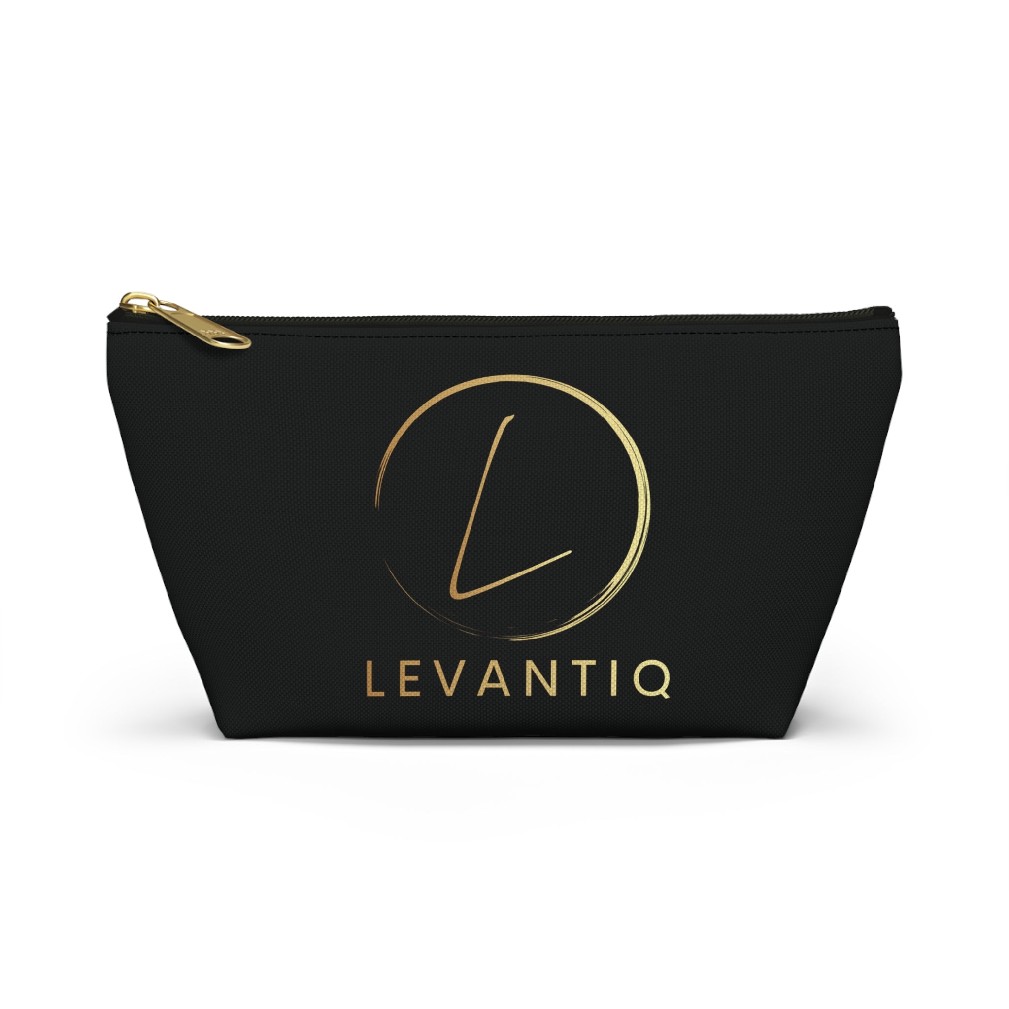 Luxury Black Accessory Pouch — Cosmetic & Travel T-Bottom Bag