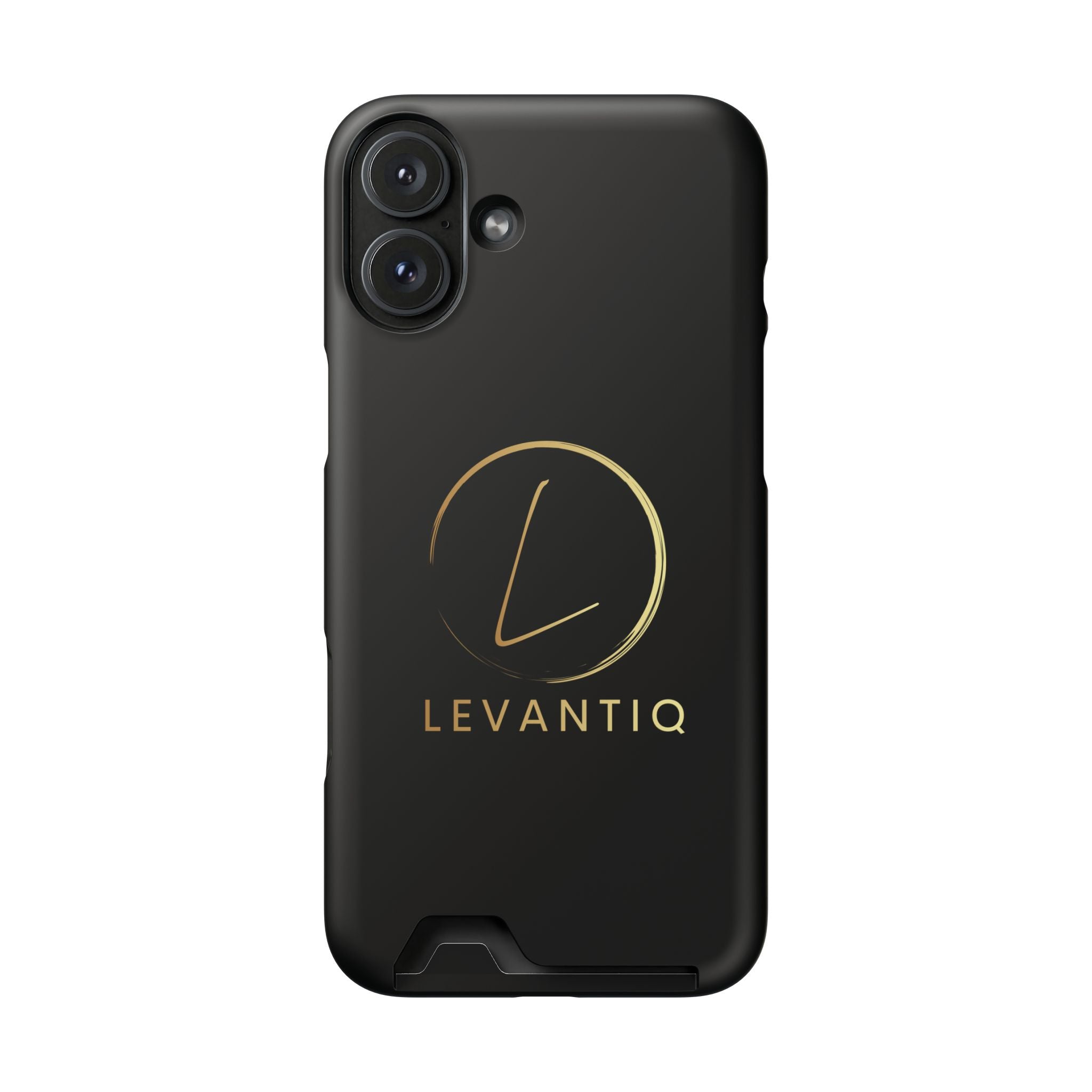 Étui de téléphone avec porte-cartes — Étui portefeuille fin noir élégant avec logo