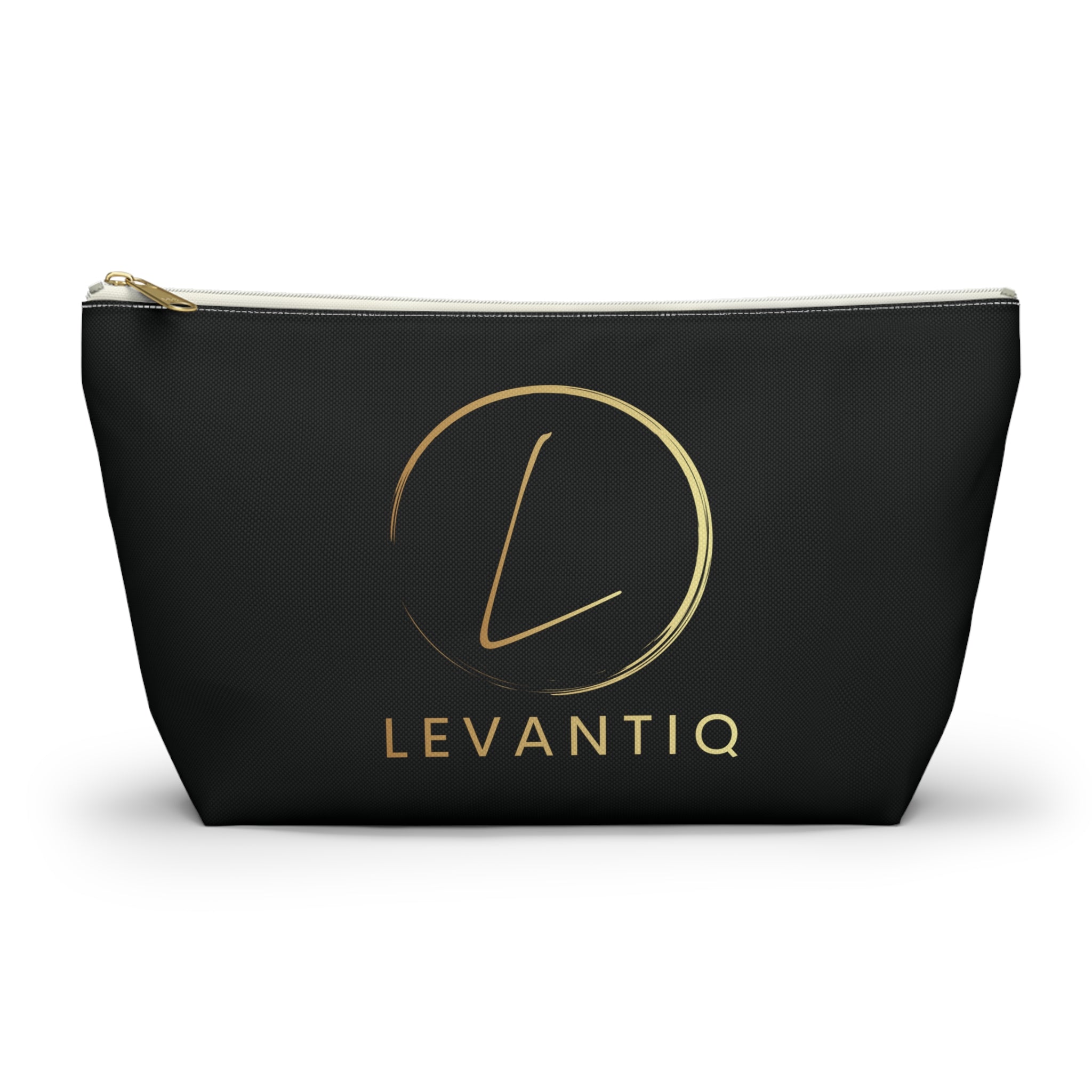 Luxury Black Accessory Pouch — Cosmetic & Travel T-Bottom Bag